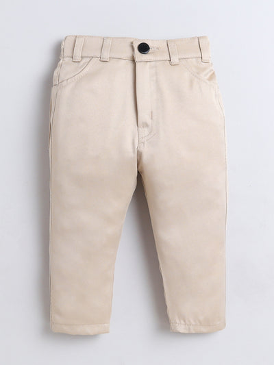 Boys Jacquard Leaf Motifs 3 Piece Suit Set With Bow