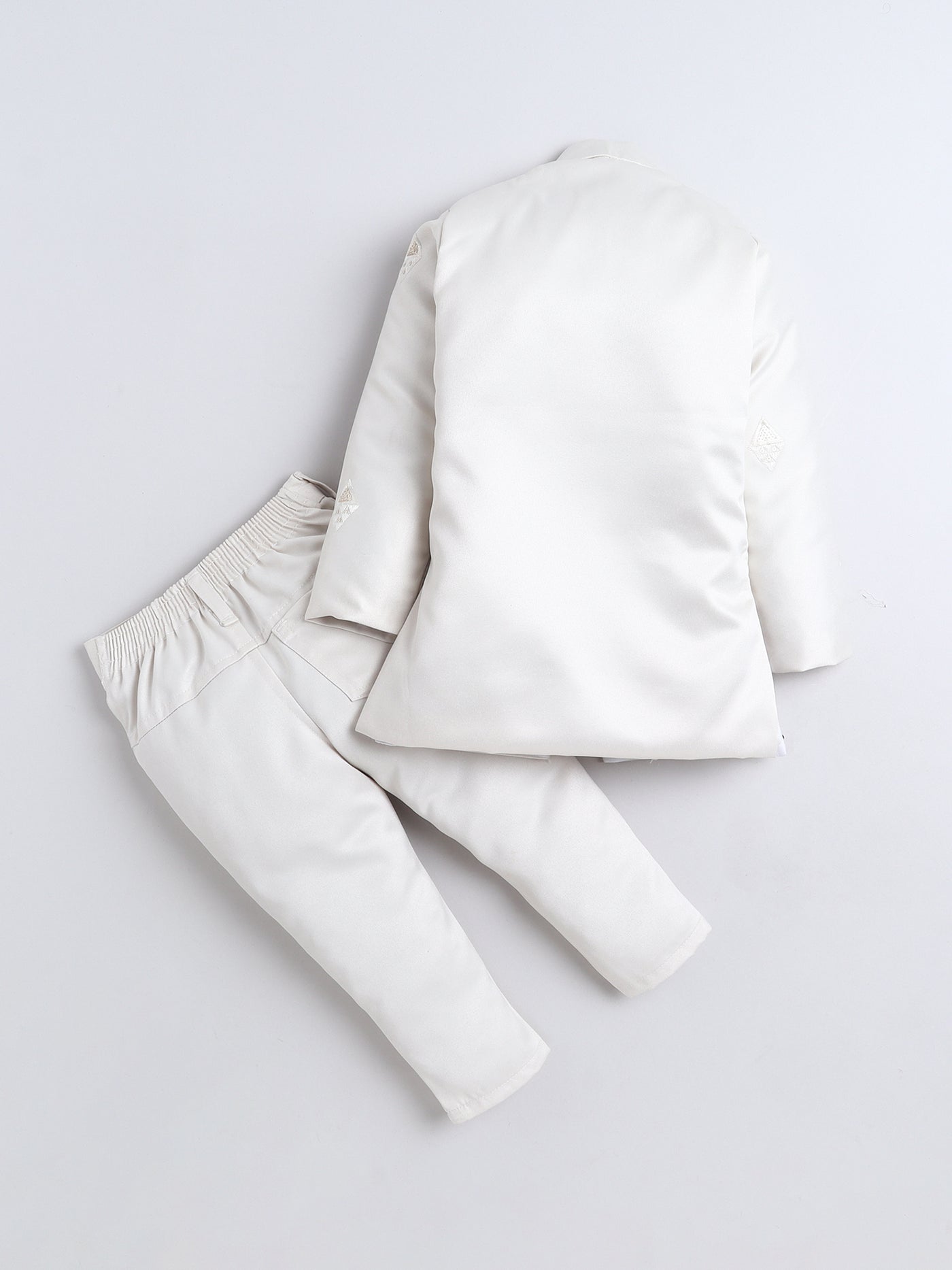 Boys Sequined Embroidered Sherwani & Trouser Set With Shrug