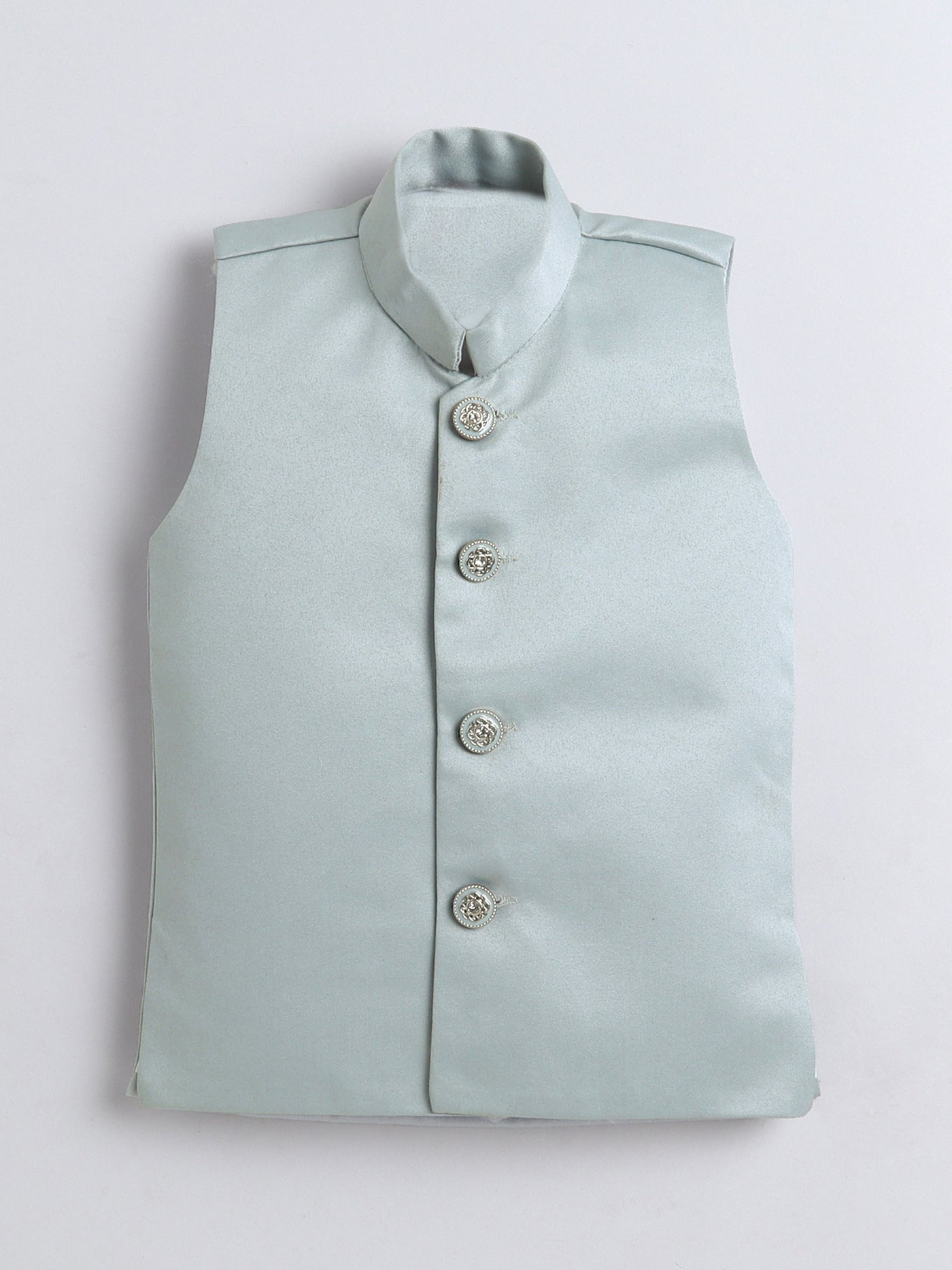 Boys Sequined Embroidered Sherwani & Trouser Set With Shrug