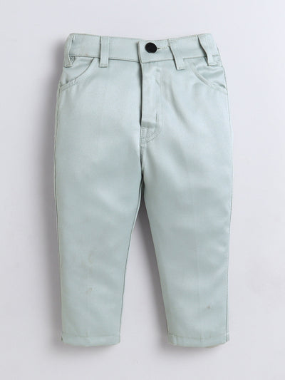 Boys Jacquard Leaf Motifs Sherwani & Trouser Set With Shrug