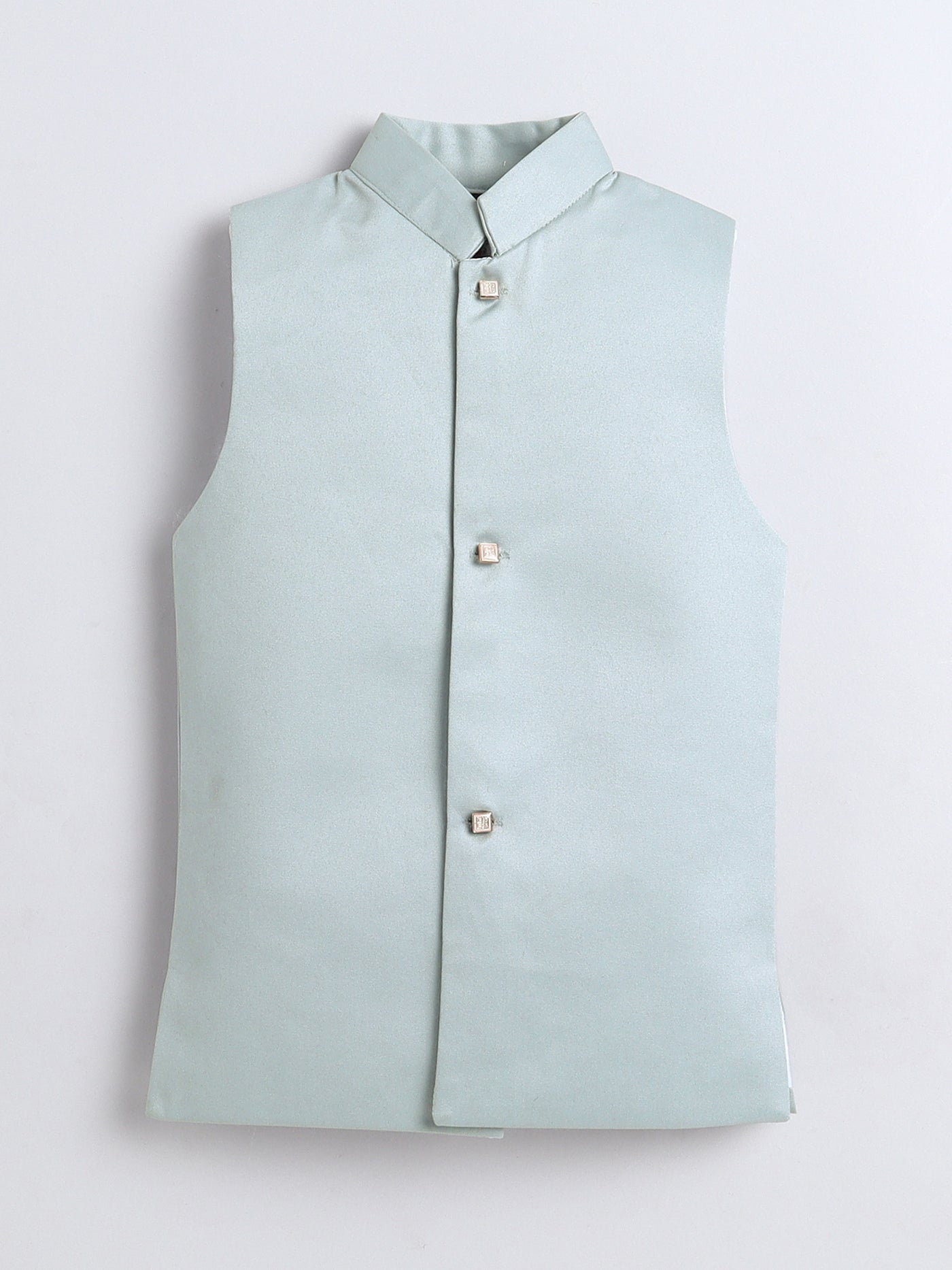 Boys Jacquard Leaf Motifs Sherwani & Trouser Set With Shrug