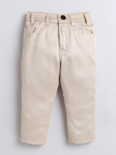 Boys Jacquard Leaf Motifs Sherwani & Trouser Set With Shrug