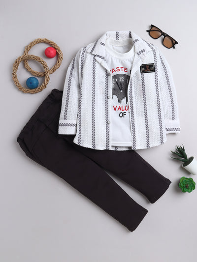 Boys Crochet 3-Piece Set With Shirt, T-shirt & Pant