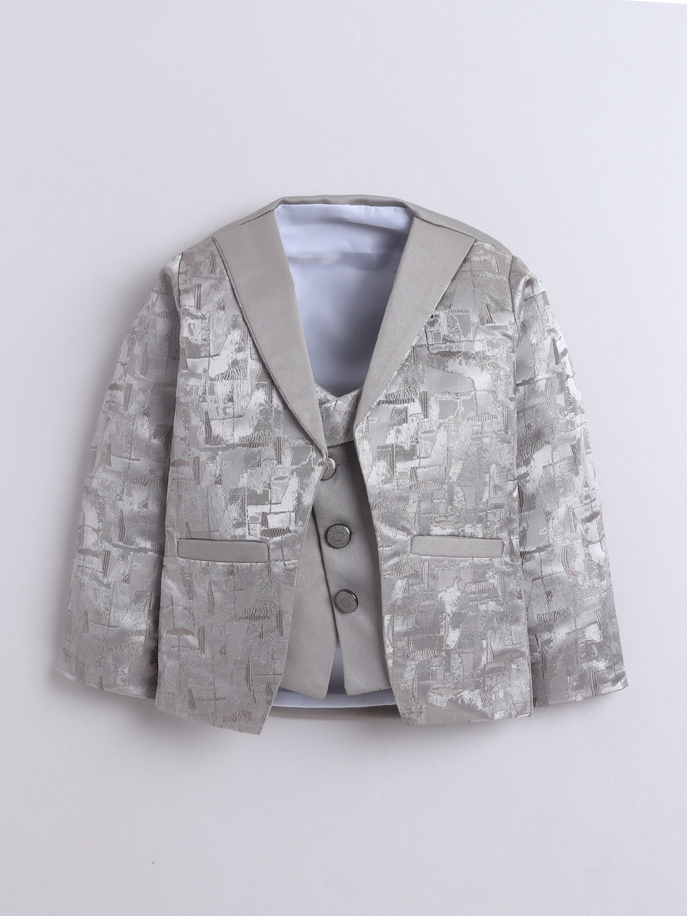 Boys Jacquard 3 Piece Party Suit Set With Bow