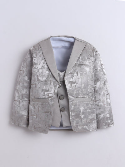 Boys Jacquard 3 Piece Party Suit Set With Bow