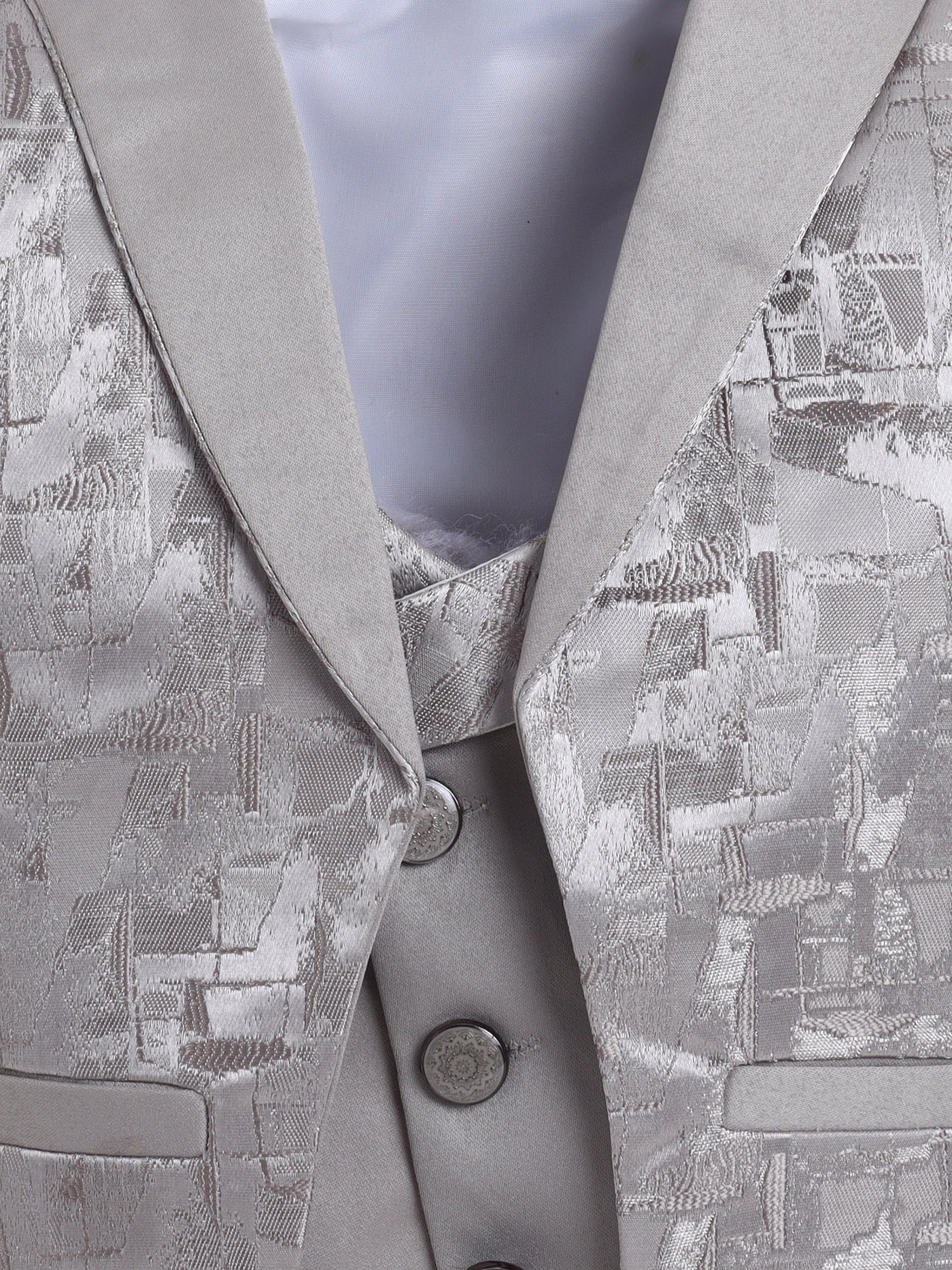 Boys Jacquard 3 Piece Party Suit Set With Bow