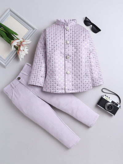 Boys Sequins Embellished Jodhpuri Indo Western 2 Piece Suit Set