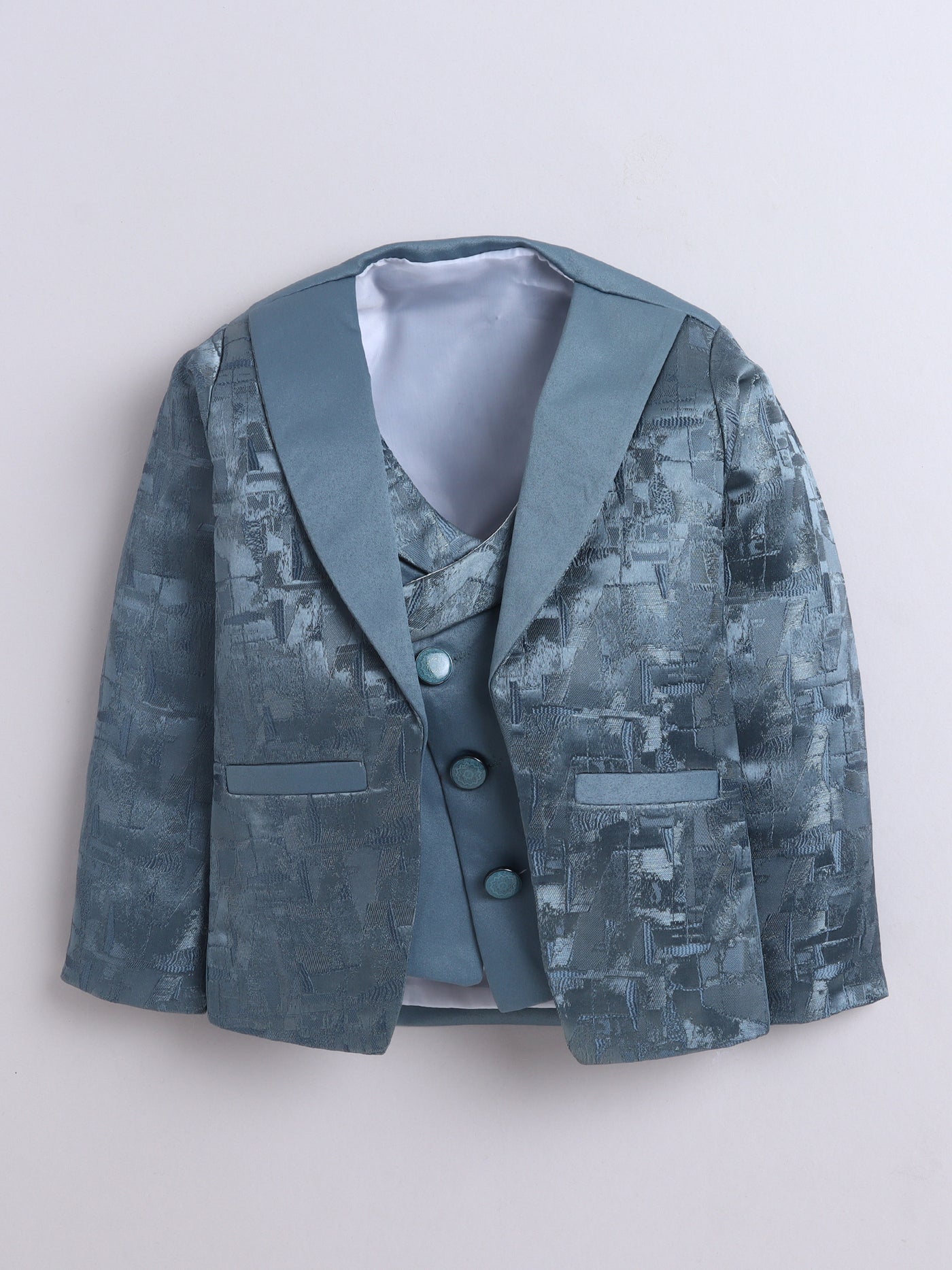 Boys Jacquard 3 Piece Party Suit Set With Bow