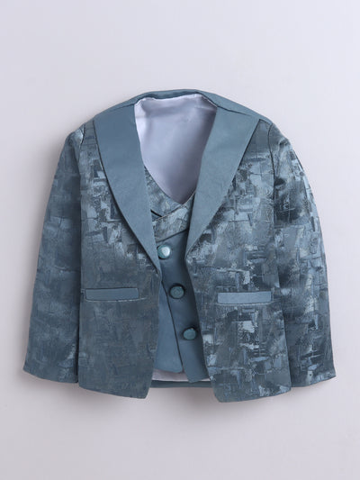 Boys Jacquard 3 Piece Party Suit Set With Bow