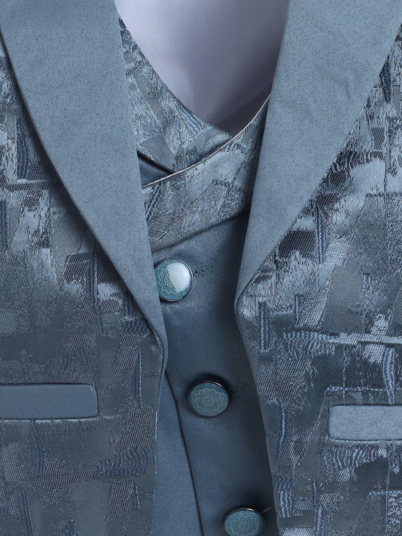 Boys Jacquard 3 Piece Party Suit Set With Bow