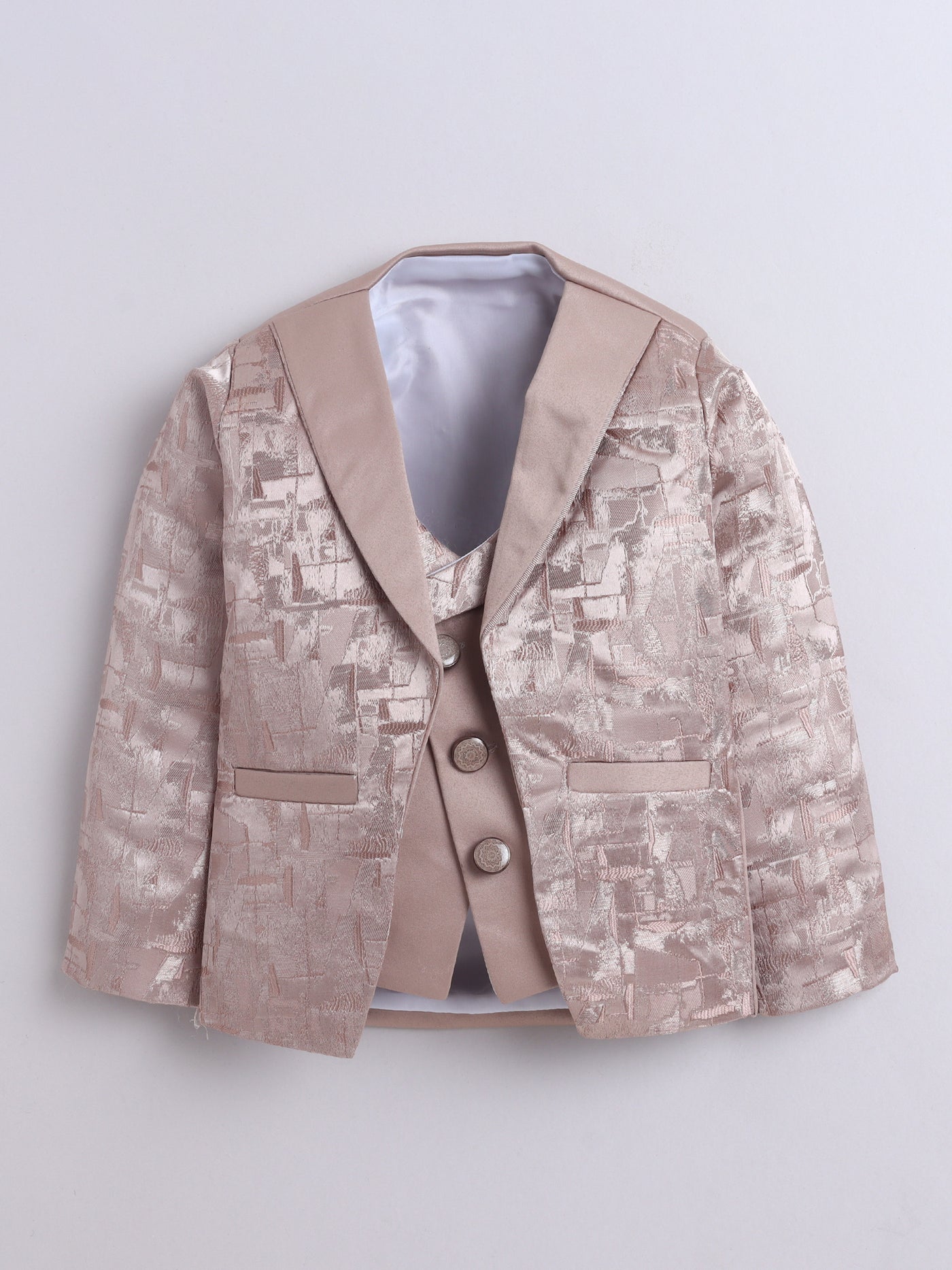 Boys Jacquard 3 Piece Party Suit Set With Bow