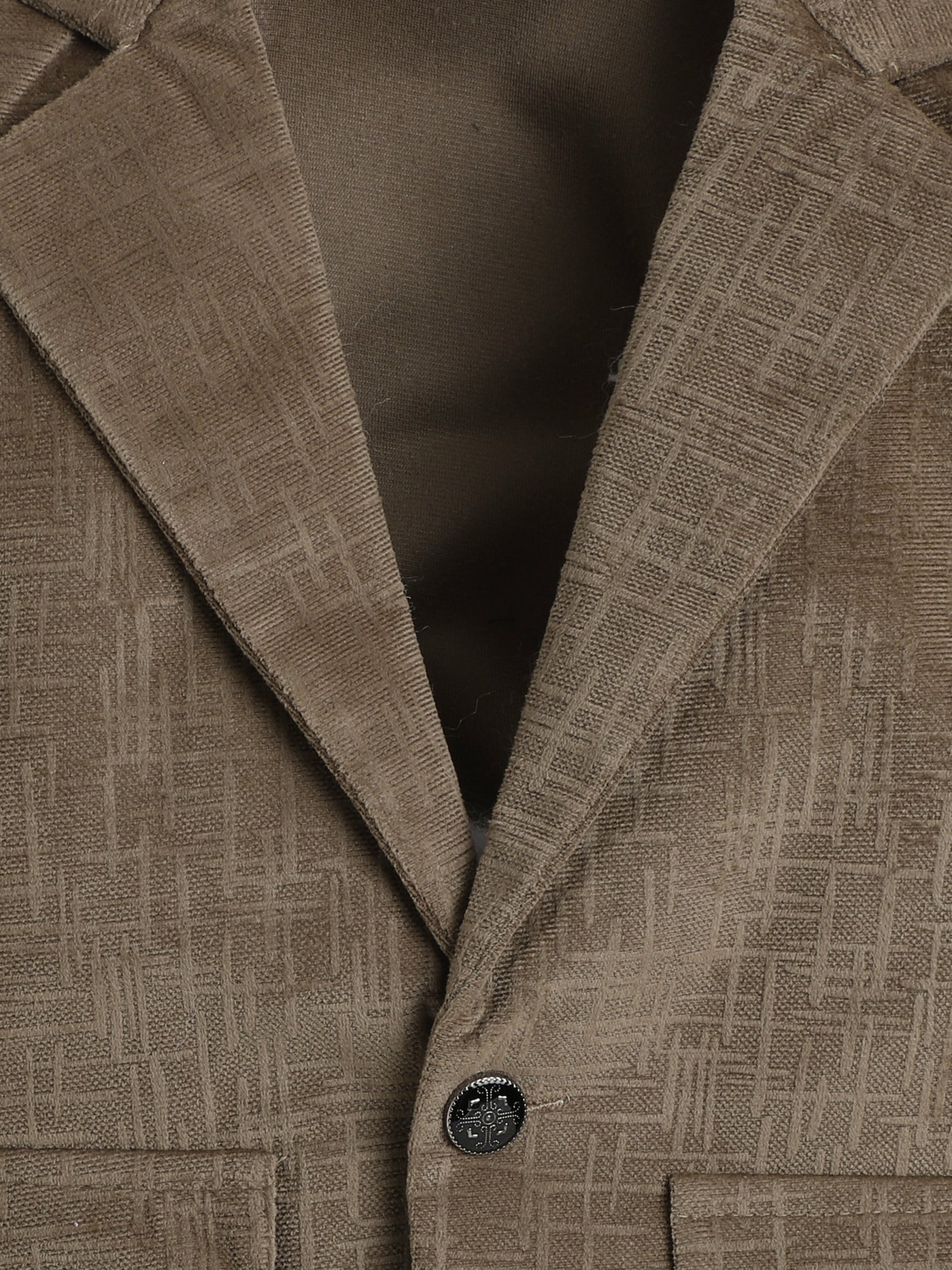 Boys Velvet Textured Blazer & Trouser Set With Printed T-shirt