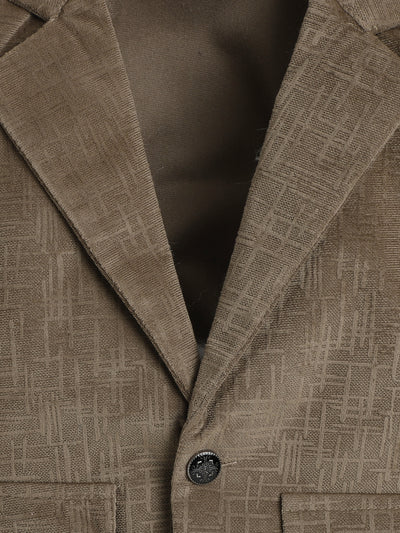 Boys Velvet Textured Blazer & Trouser Set With Printed T-shirt