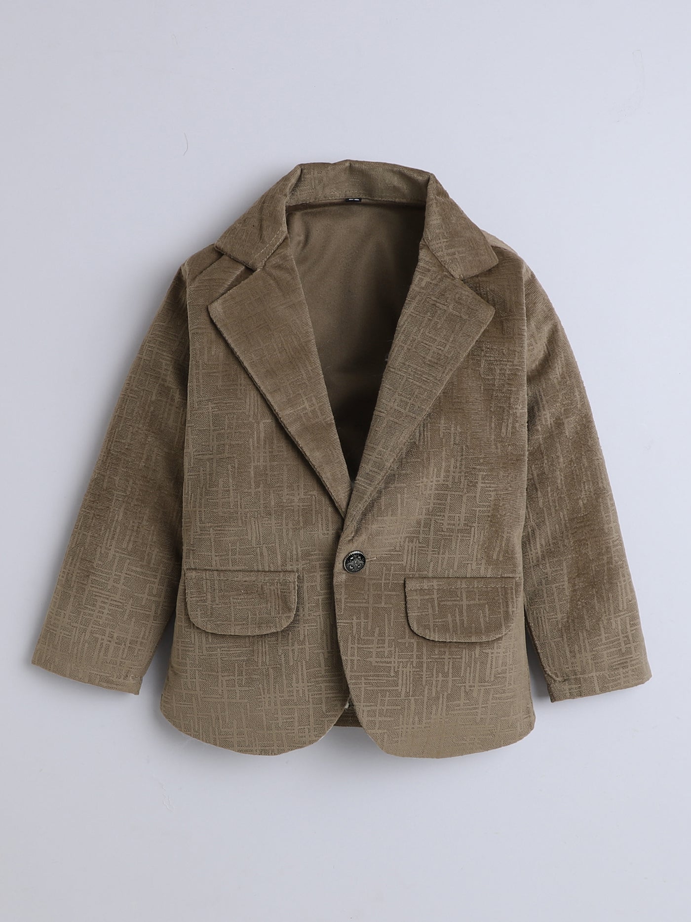 Boys Velvet Textured Blazer & Trouser Set With Printed T-shirt