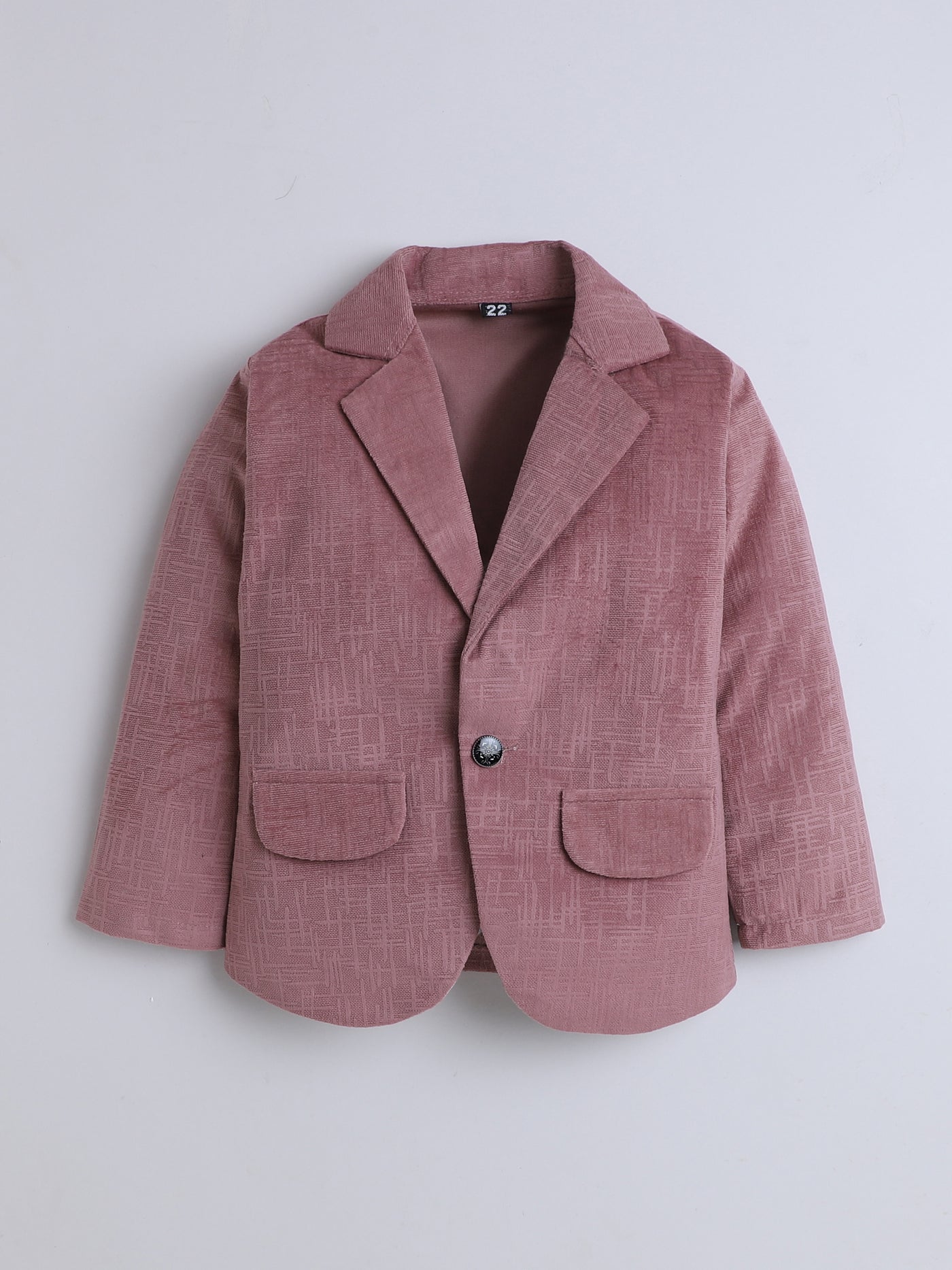 Boys Velvet Textured Blazer & Trouser Set With Printed T-shirt