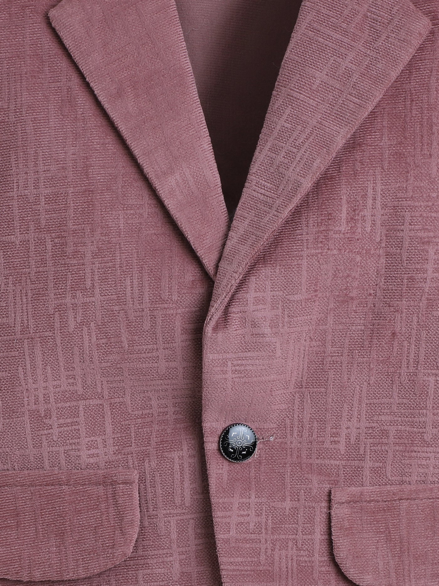 Boys Velvet Textured Blazer & Trouser Set With Printed T-shirt