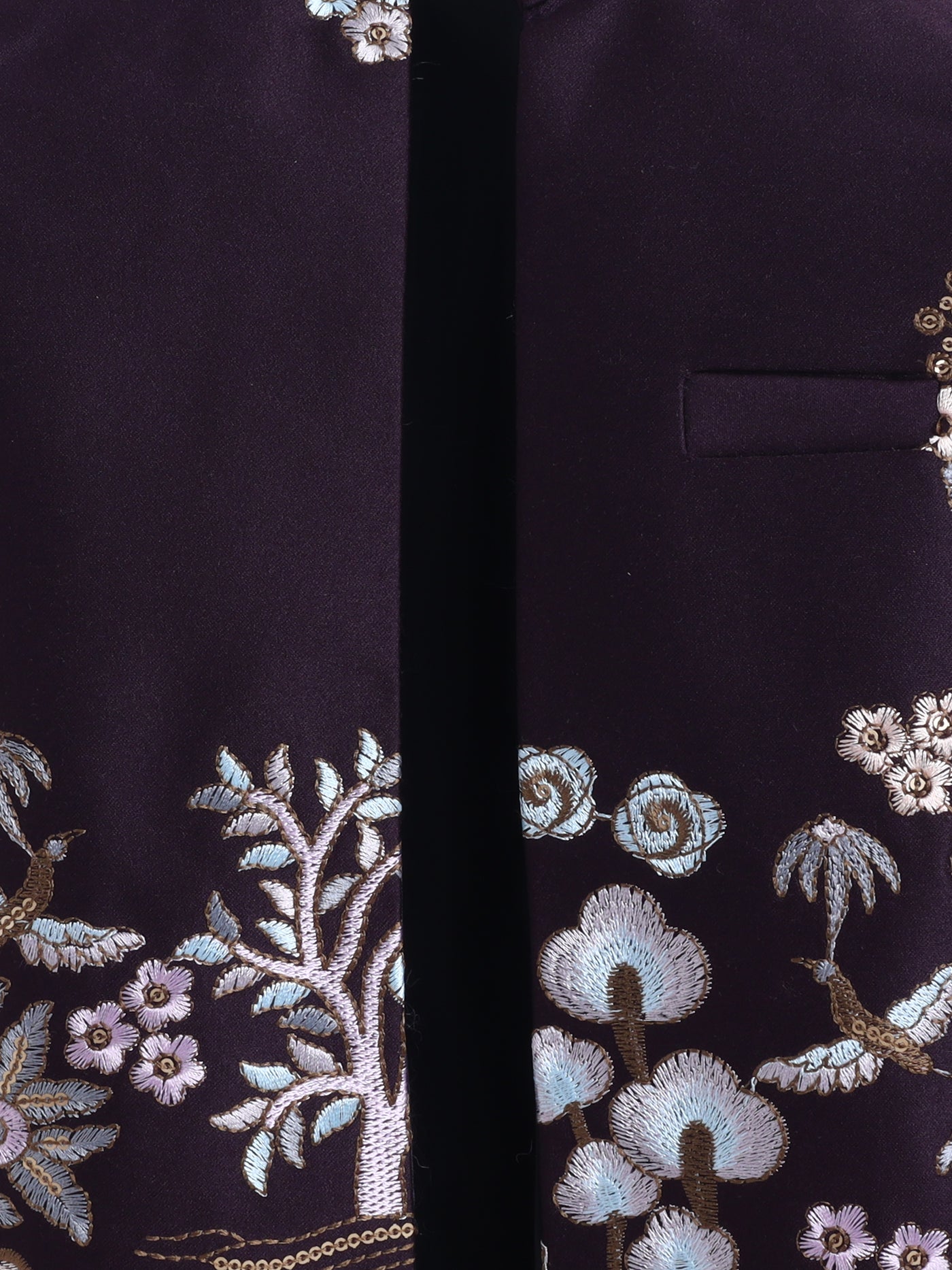 Boys Sequins Embellished & Floral Embroidered Sherwani Set