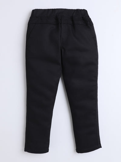 Boys Velvet Textured Blazer & Trouser Set With Printed T-shirt