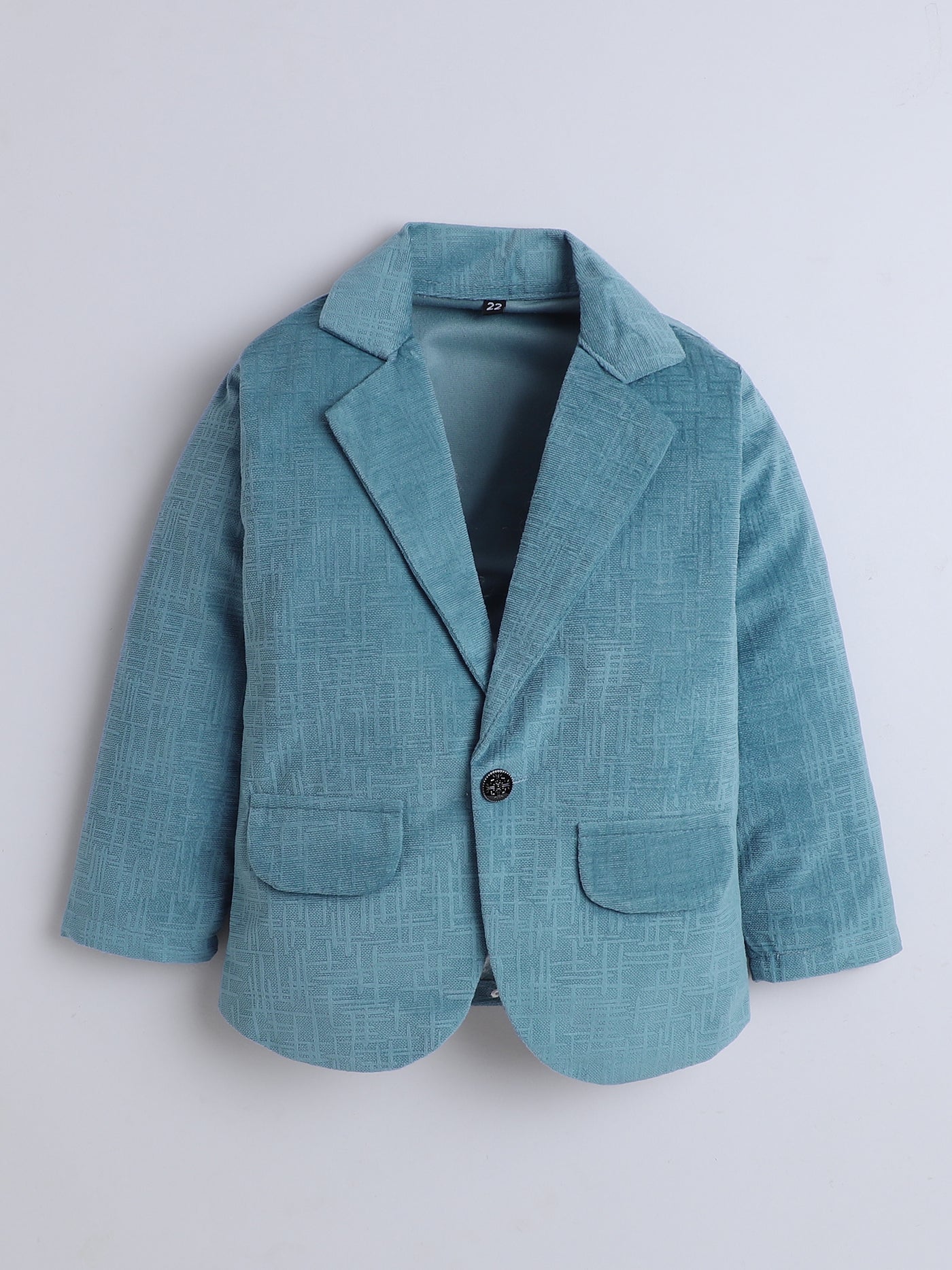 Boys Velvet Textured Blazer & Trouser Set With Printed T-shirt