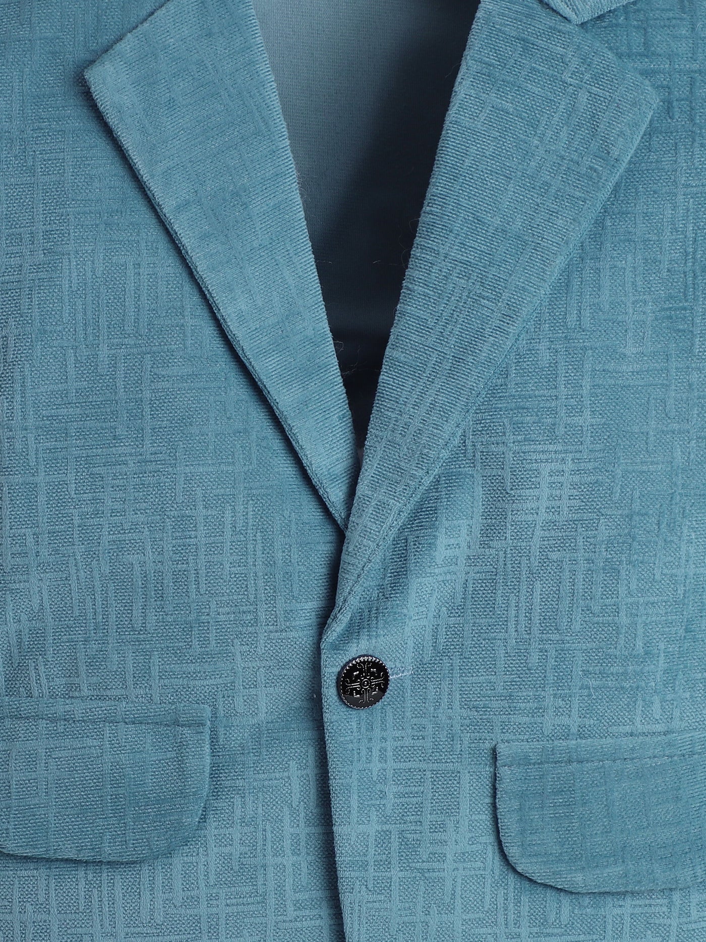 Boys Velvet Textured Blazer & Trouser Set With Printed T-shirt