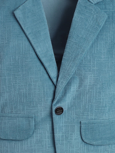 Boys Velvet Textured Blazer & Trouser Set With Printed T-shirt