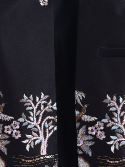Boys Sequins Embellished & Floral Embroidered Sherwani Set