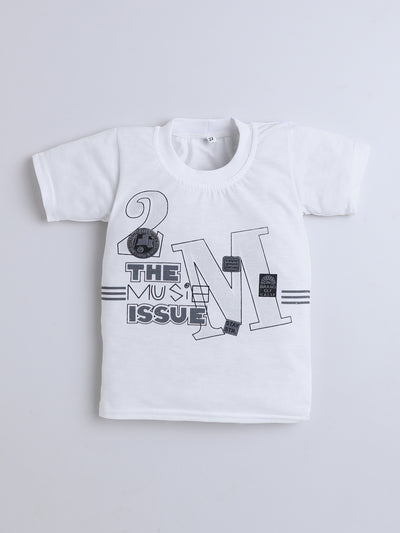 Boys Velvet Textured Blazer & Trouser Set With Printed T-shirt