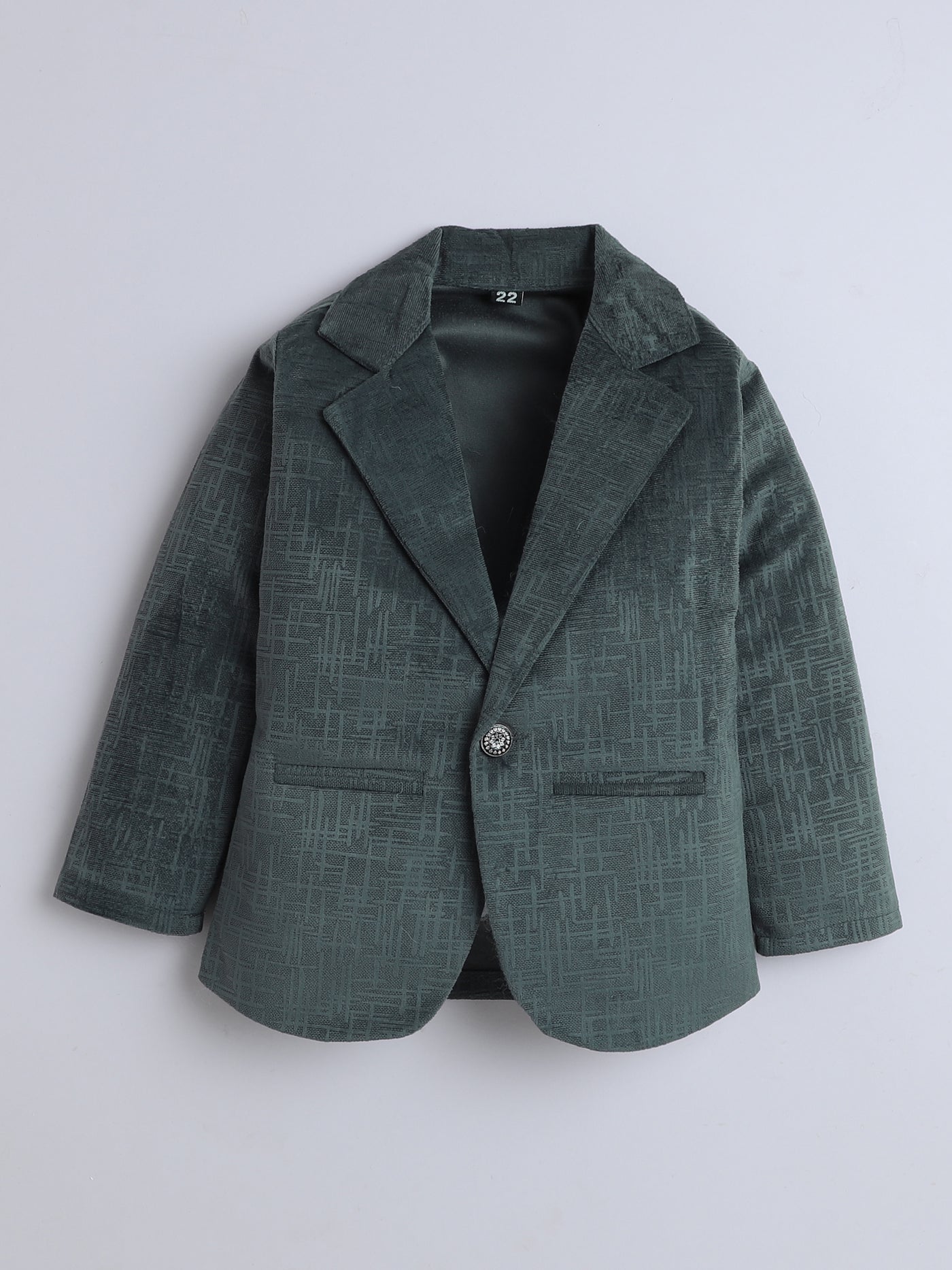 Boys Velvet Textured Blazer & Trouser Set With Printed T-shirt