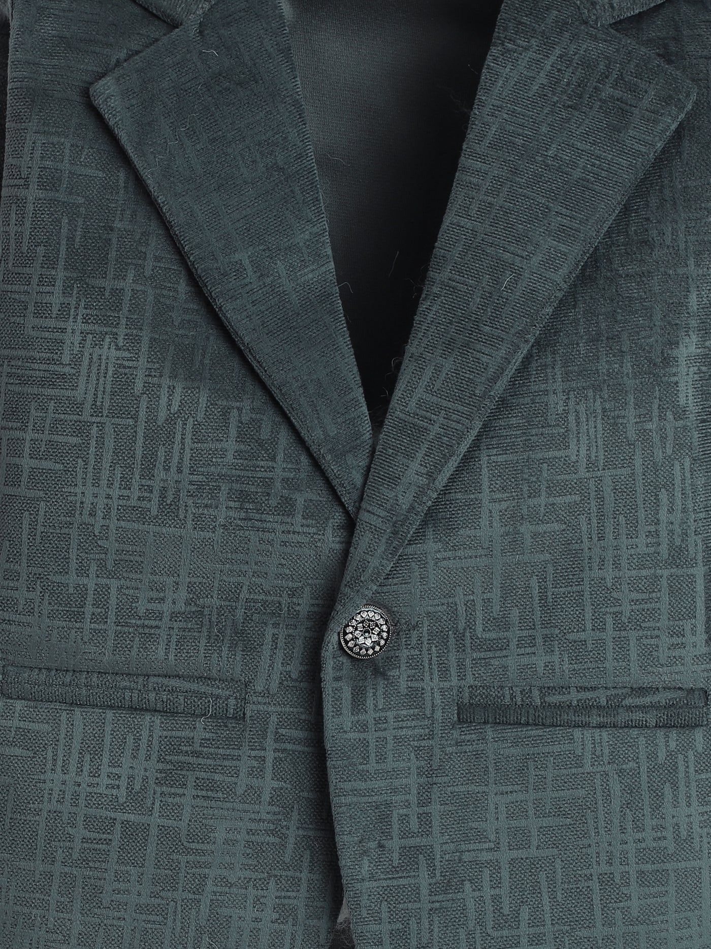 Boys Velvet Textured Blazer & Trouser Set With Printed T-shirt