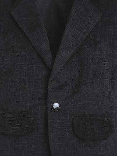 Boys Velvet Textured Blazer & Trouser Set With Printed T-shirt