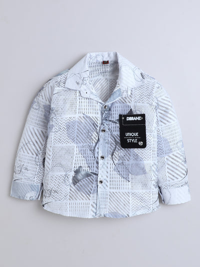 Boys Cotton Blend Geometric Grid Abstract Printed 3 Piece Set