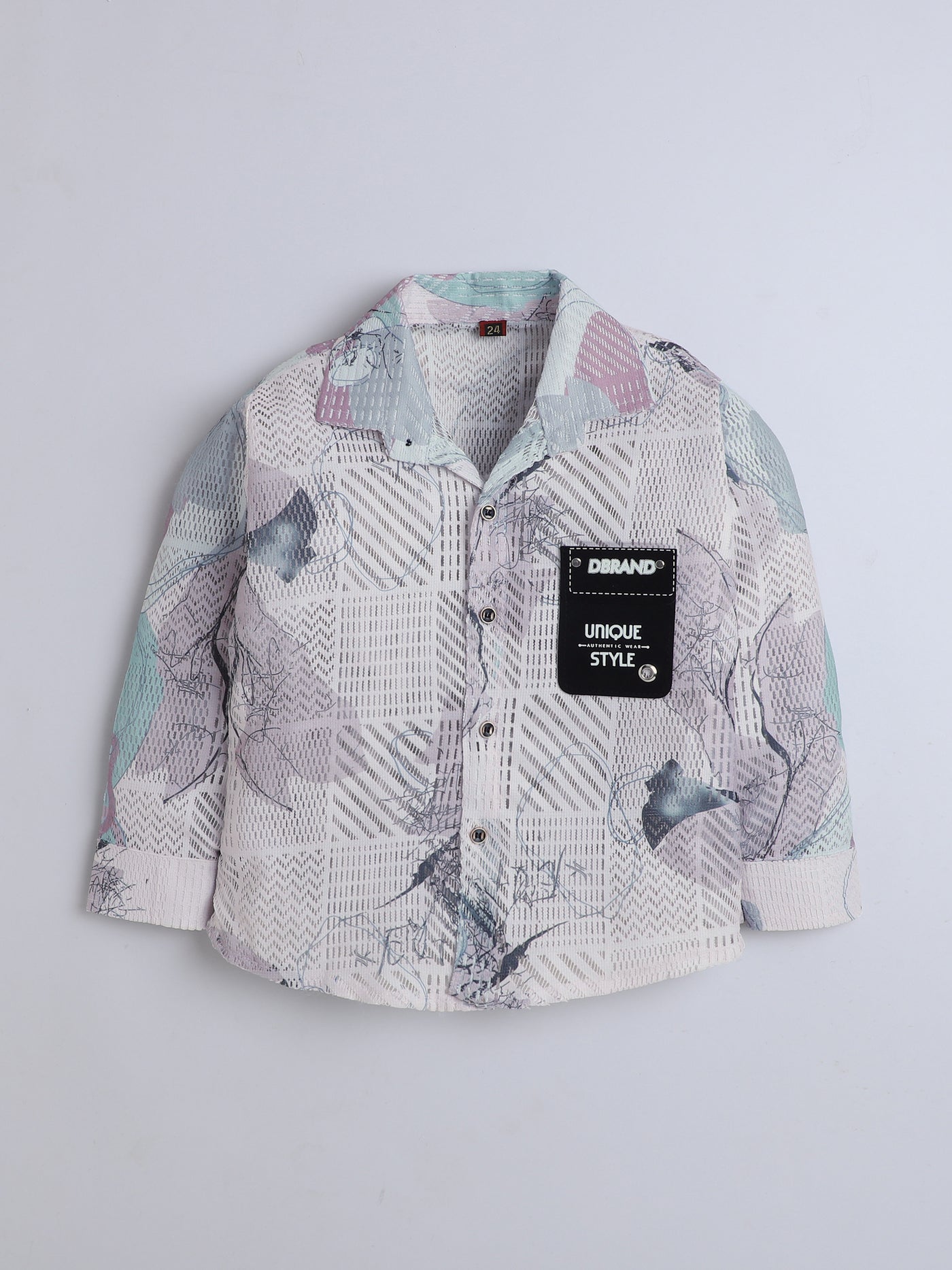 Boys Cotton Blend Geometric Grid Abstract Printed 3 Piece Set