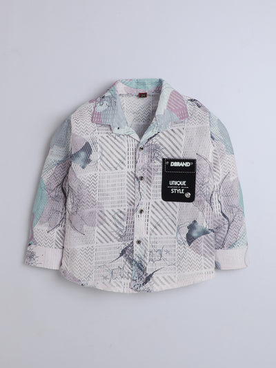 Boys Cotton Blend Geometric Grid Abstract Printed 3 Piece Set