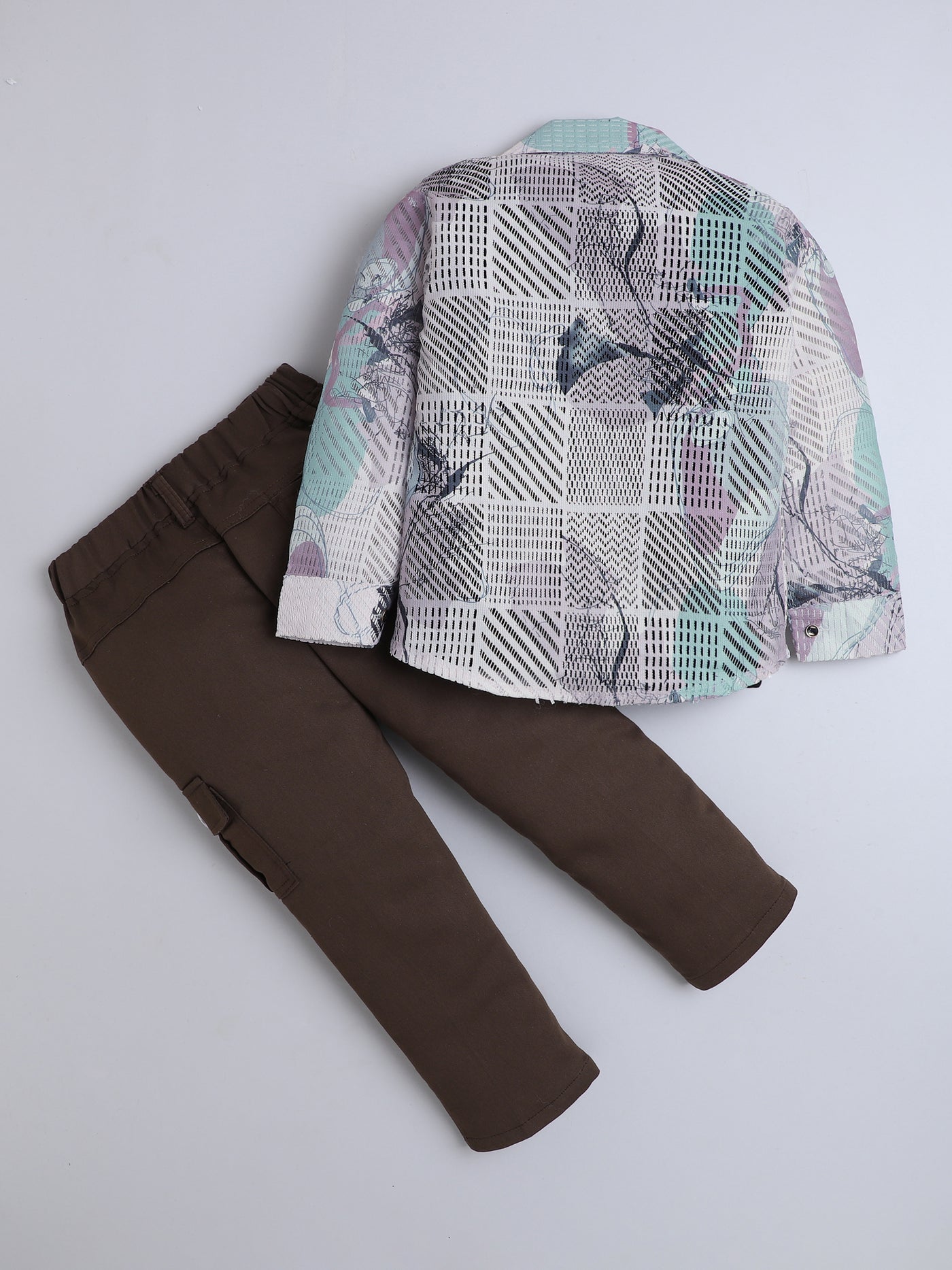 Boys Cotton Blend Geometric Grid Abstract Printed 3 Piece Set