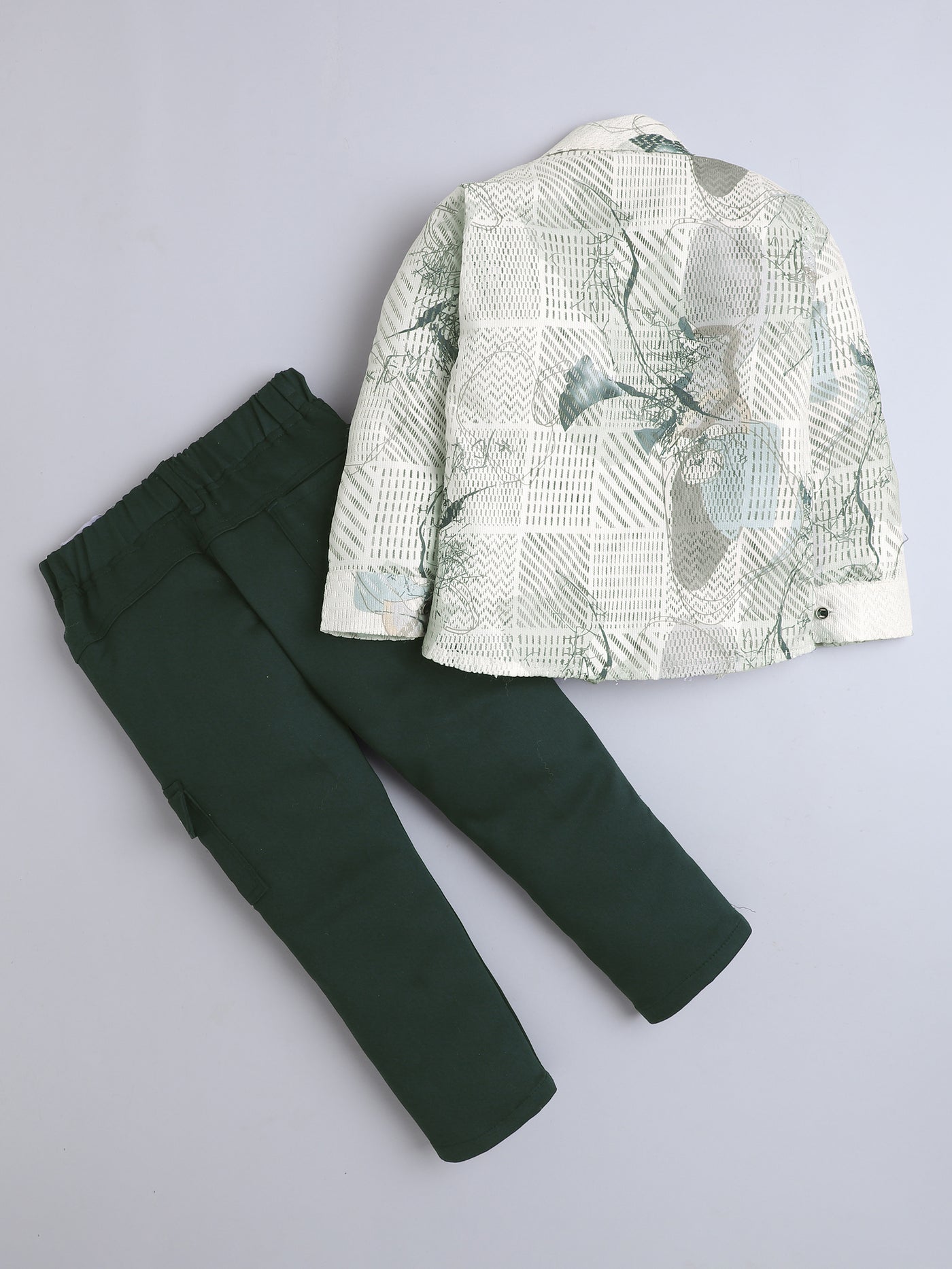 Boys Cotton Blend Geometric Grid Abstract Printed 3 Piece Set