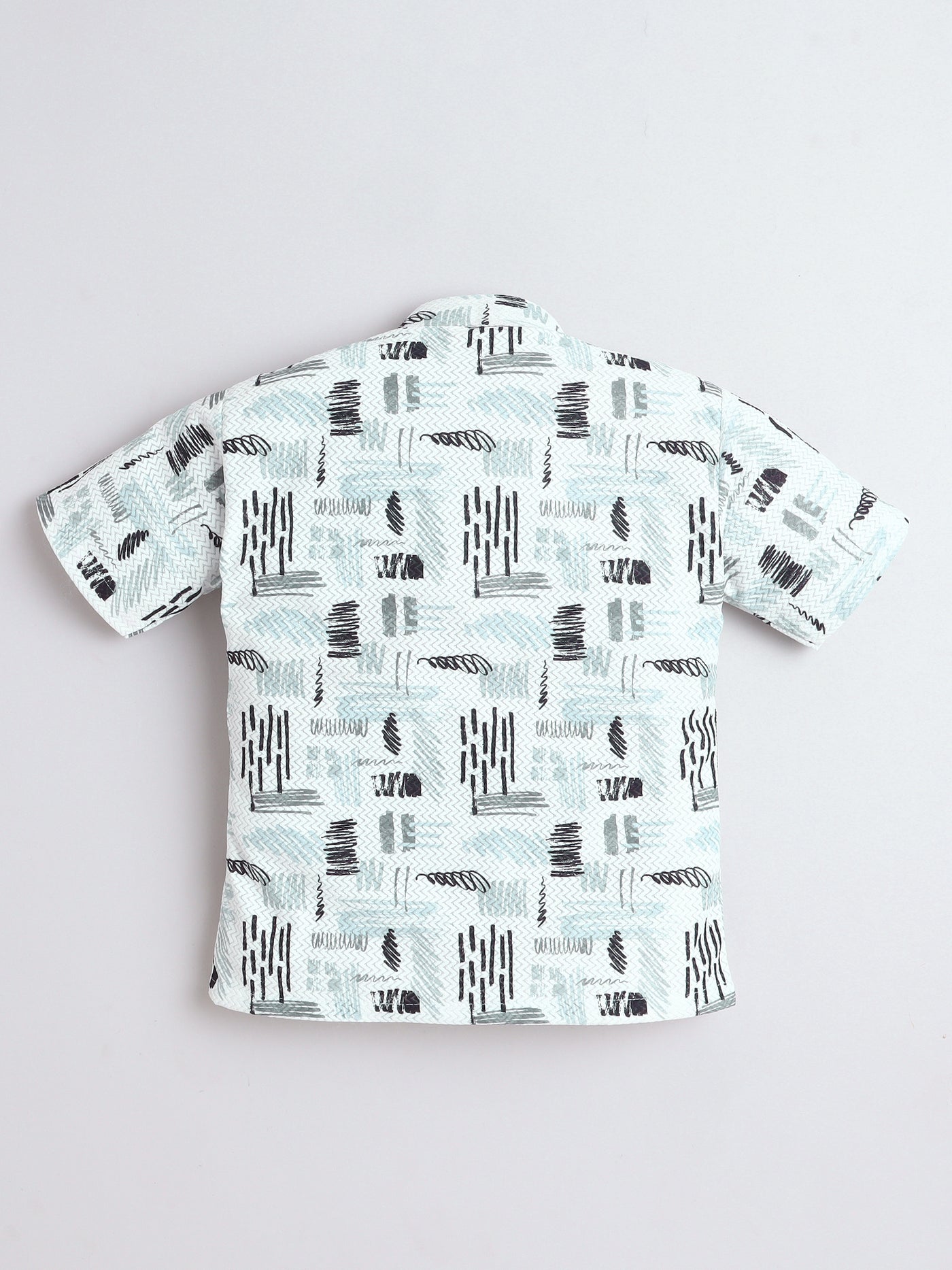 Boys Cotton Blend Abstract Printed Crochet Shirt & Shorts Set With Suspender, Cap & Bowtie