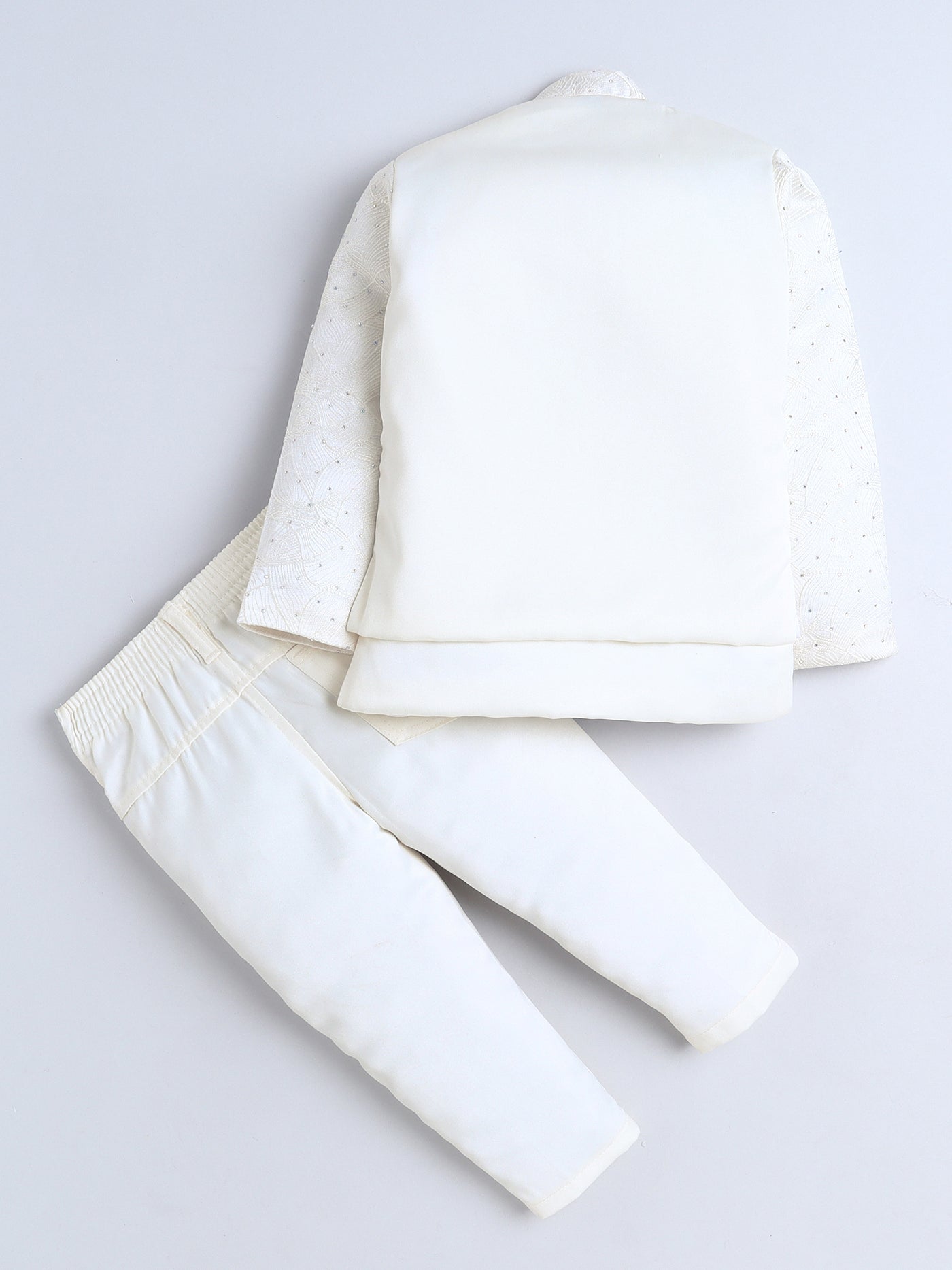 Boys Beads Embellished Embroidered Sherwani & Trouser Set With Shrug