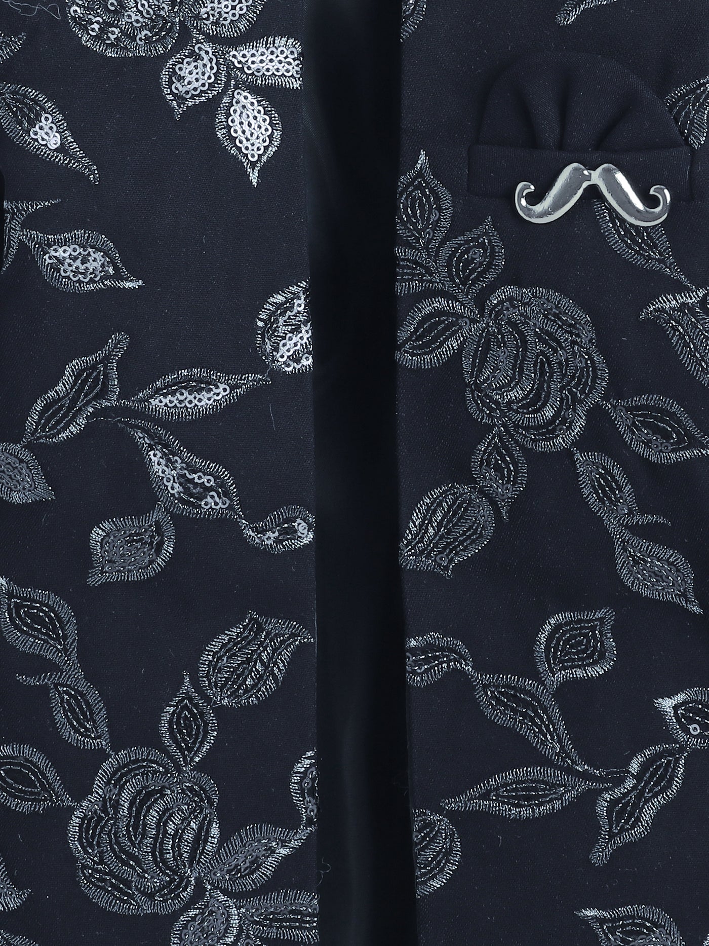 Boys Sequined Zari Embroidery Sherwani & Trouser Set With Shrug