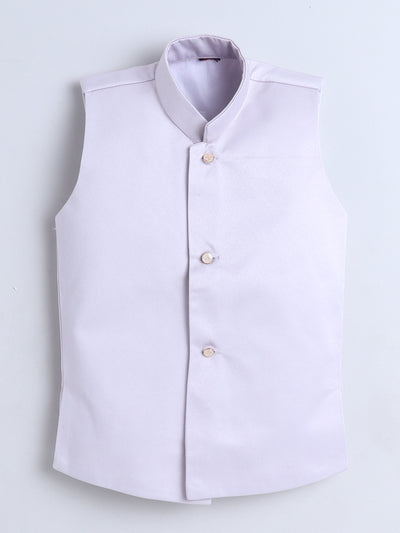 Boys Beads Embellished Embroidered Sherwani & Trouser Set With Shrug