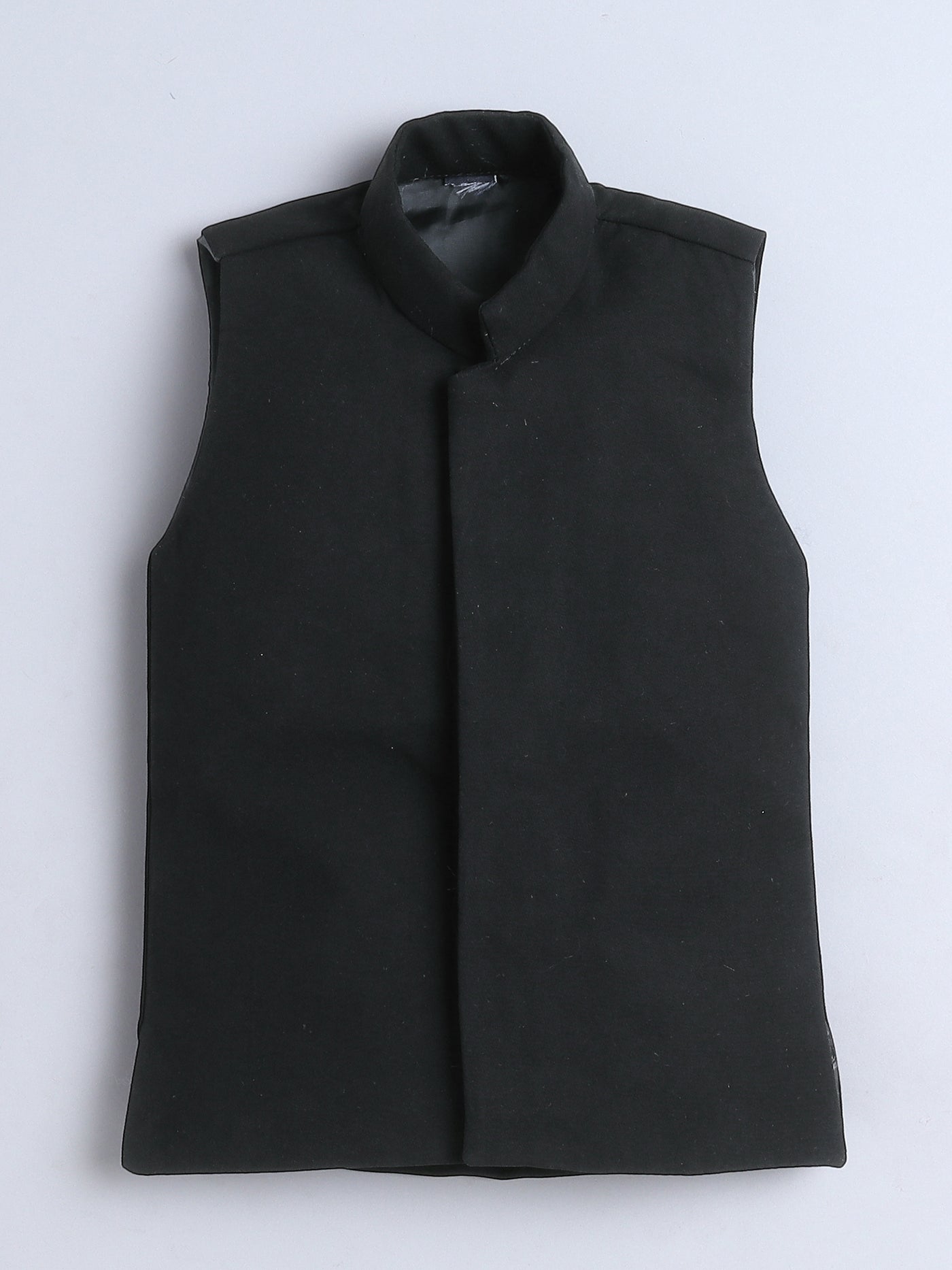 Boys Sequined Zari Embroidery Sherwani & Trouser Set With Shrug