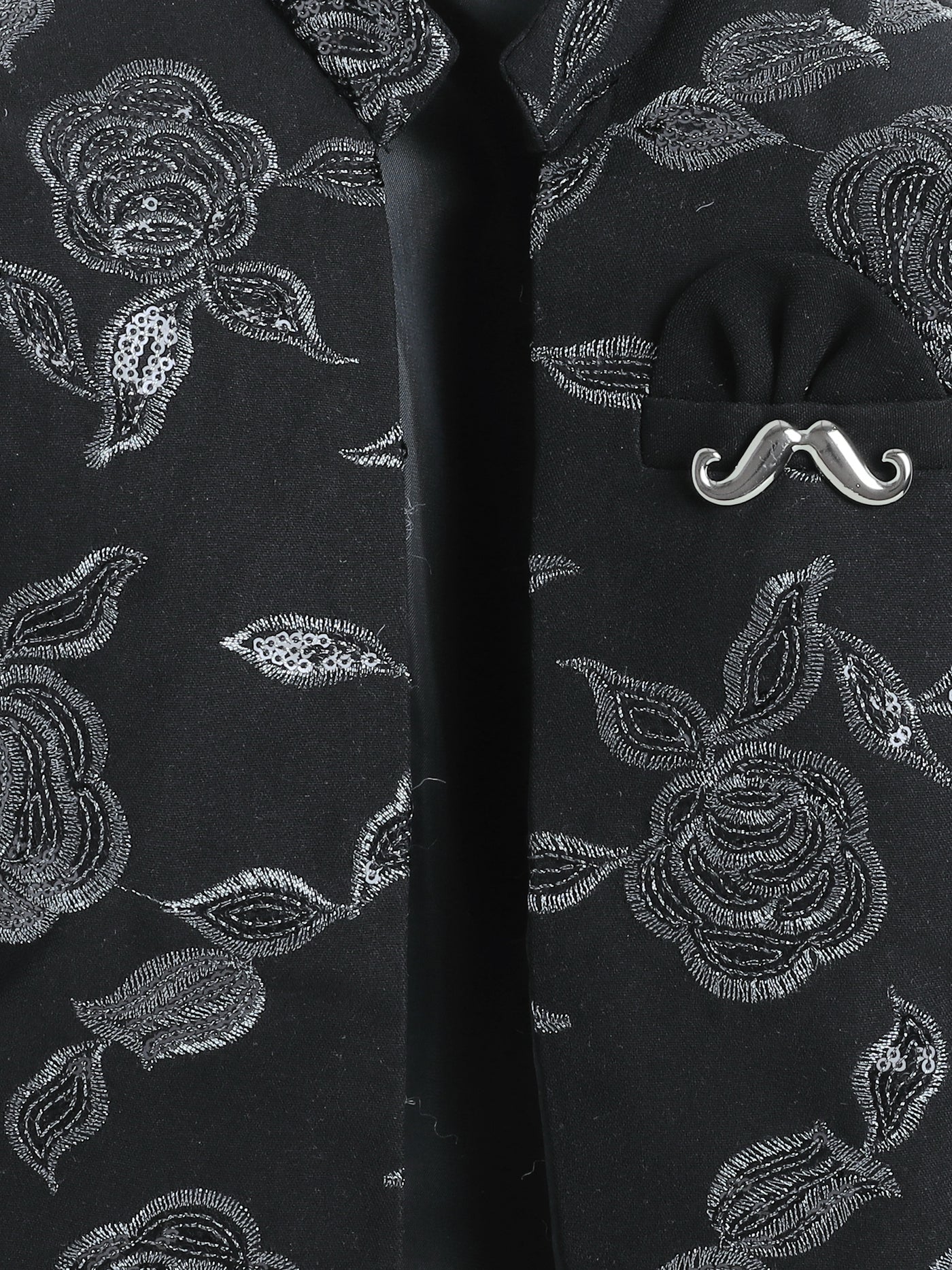 Boys Sequined Zari Embroidery Sherwani & Trouser Set With Shrug