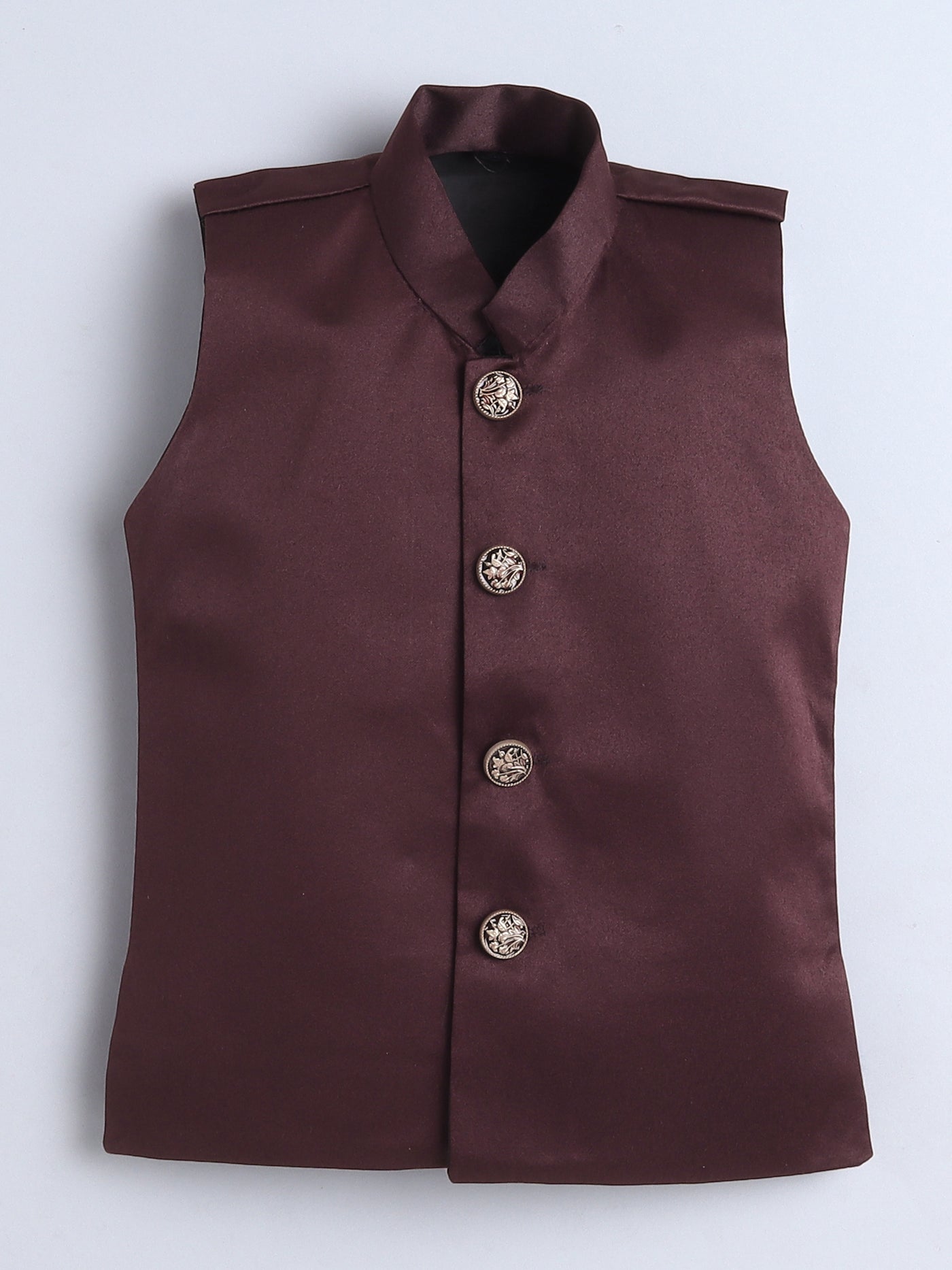 Boys Embroidered Sherwani & Trouser Set With Shrug