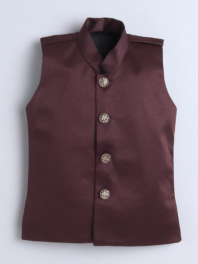 Boys Embroidered Sherwani & Trouser Set With Shrug