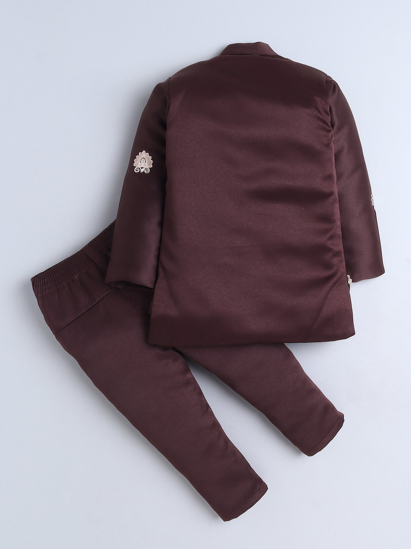 Boys Embroidered Sherwani & Trouser Set With Shrug