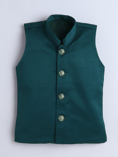 Boys Embroidered Sherwani & Trouser Set With Shrug