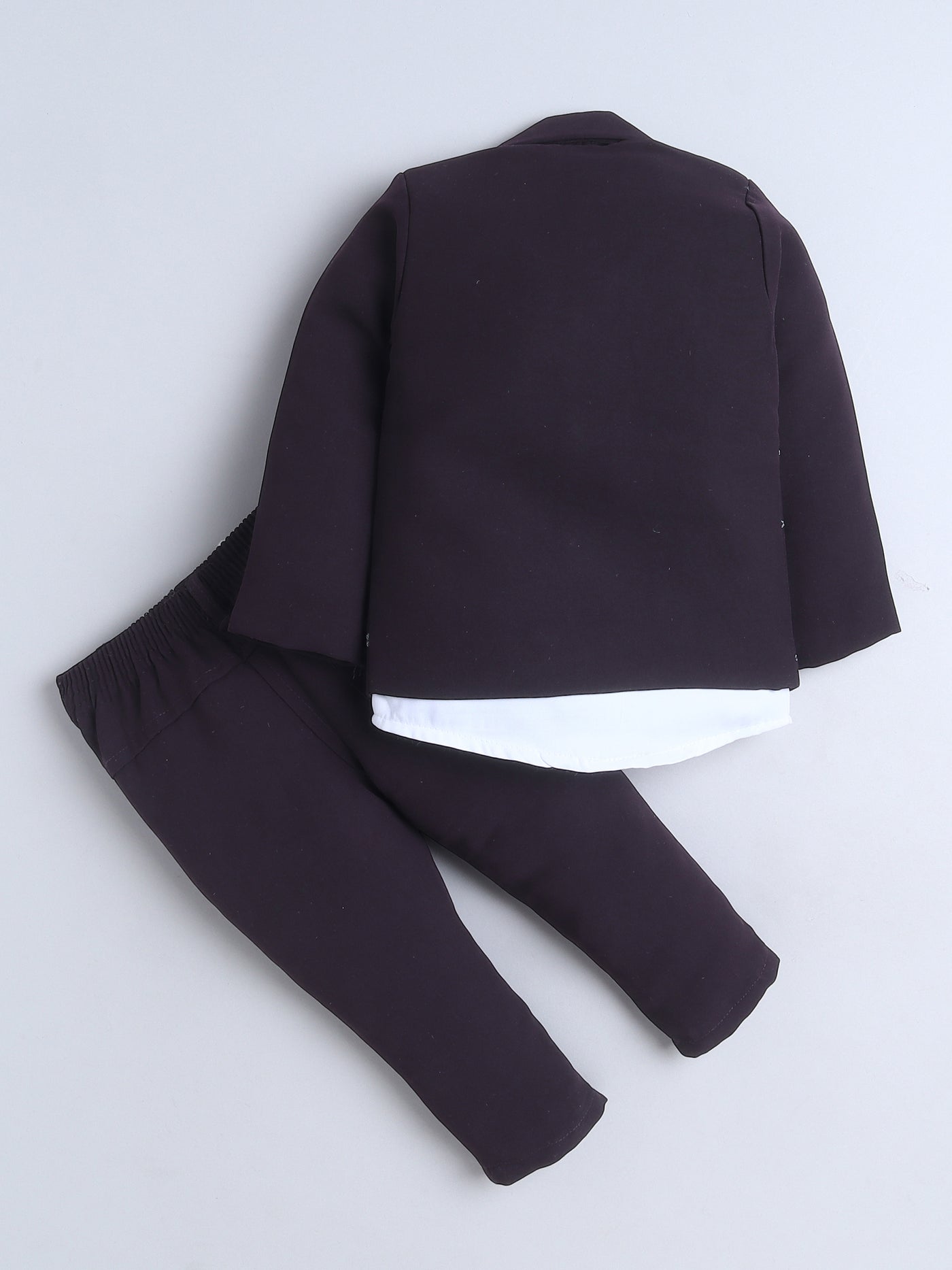 Boys Sequined Zari Embroidery 3 Piece Suit Set With Bow