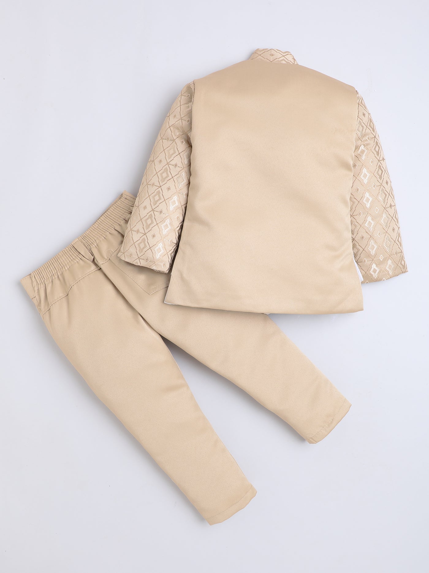 Boys Jacquard Geometric Diamond Motifs Indo Western 2 Piece Suit Set