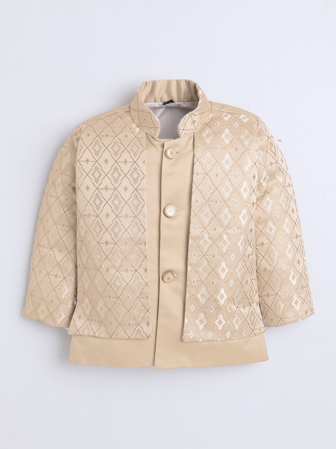 Boys Jacquard Geometric Diamond Motifs Indo Western 2 Piece Suit Set