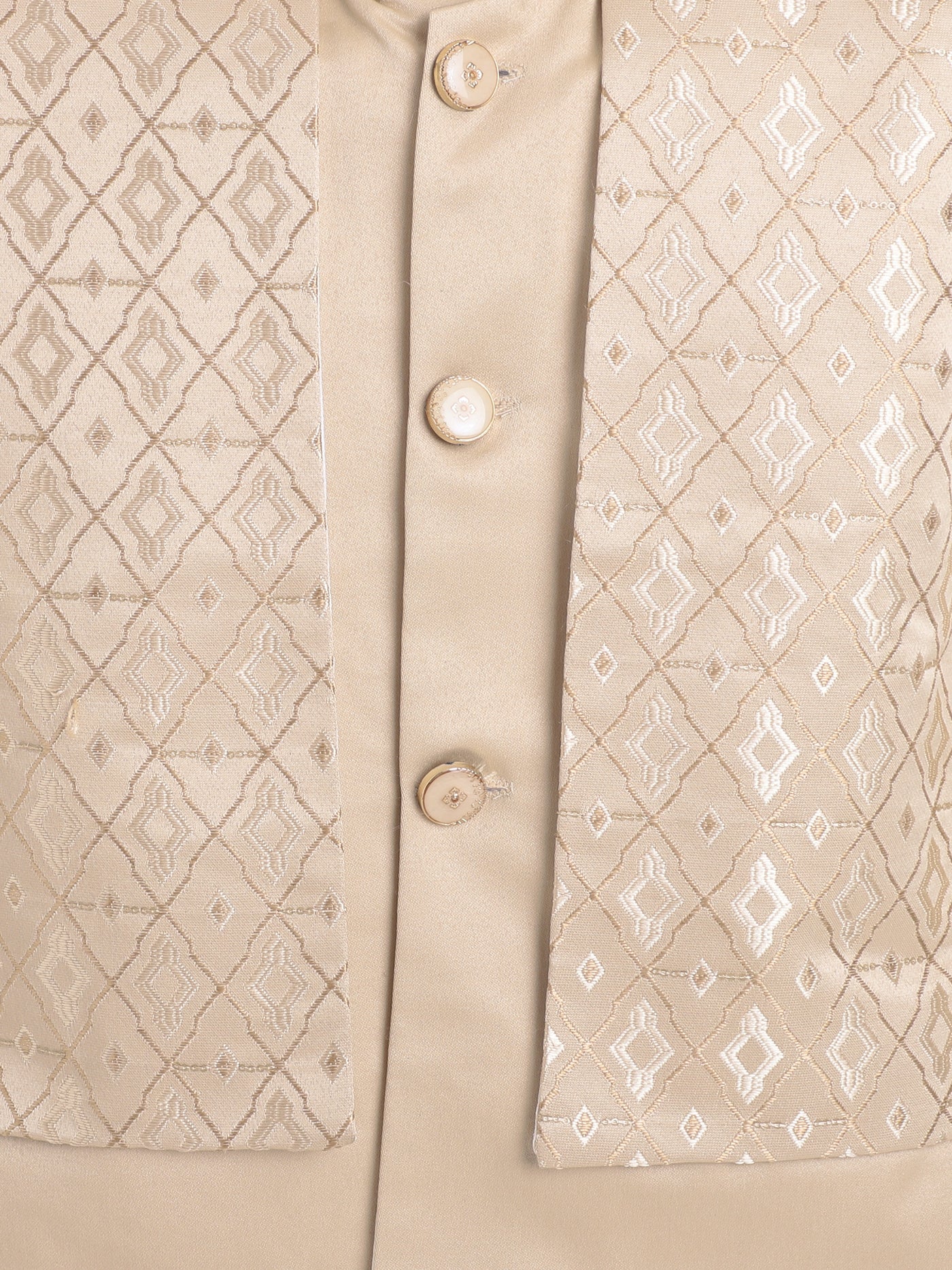 Boys Jacquard Geometric Diamond Motifs Indo Western 2 Piece Suit Set