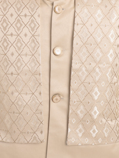 Boys Jacquard Geometric Diamond Motifs Indo Western 2 Piece Suit Set